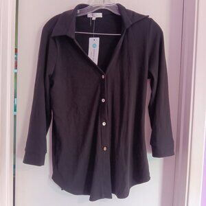 Beacon Apparel Women's Ribbed Knit Collared Button Front Cardigan Size M…